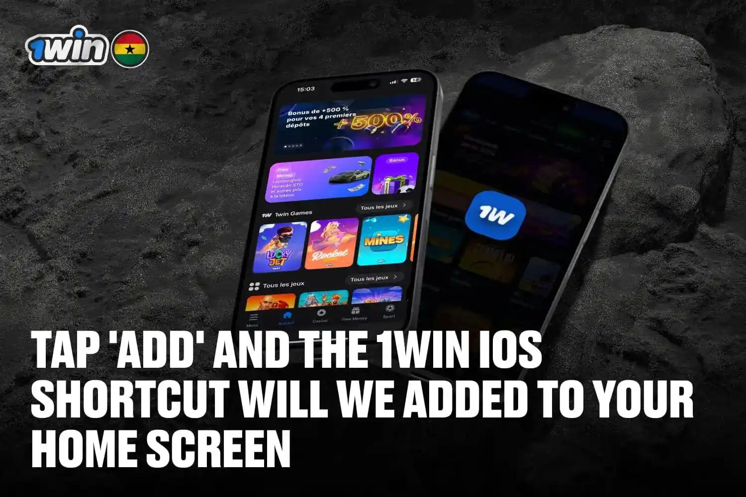tap 'add' and the 1win iOS shortcut will we added to your home screen